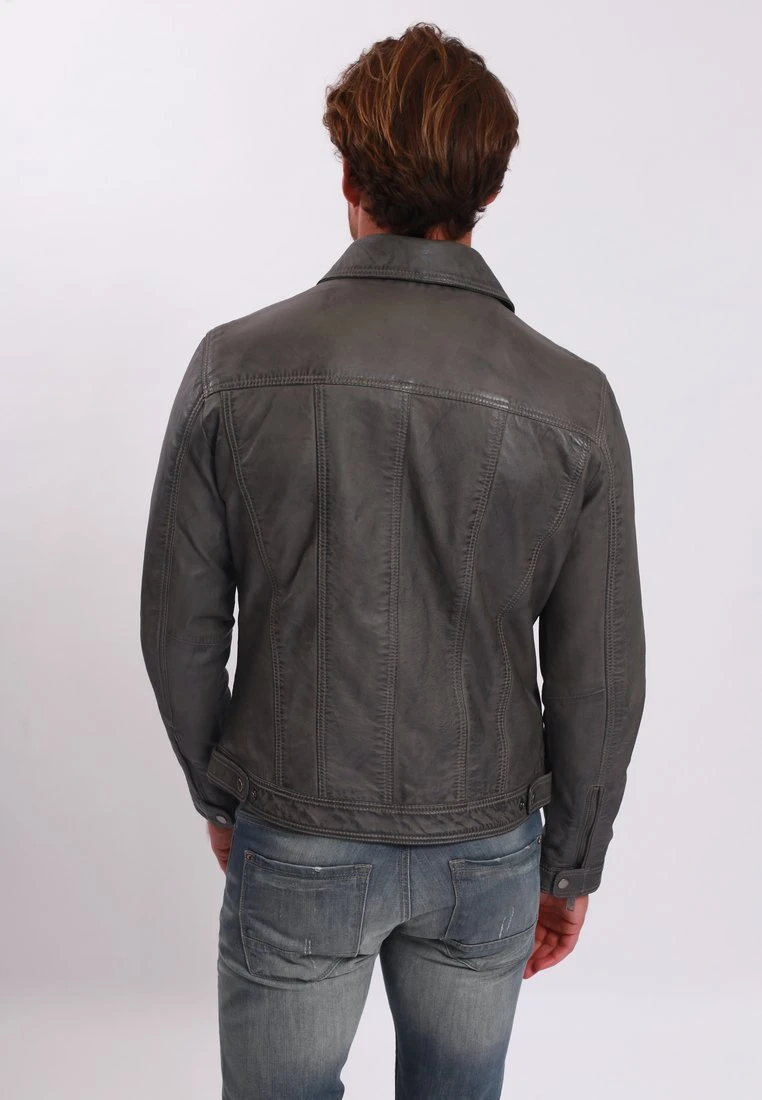 Lee Cooper Leren Jas - Vintage Grey - Afbeelding 3