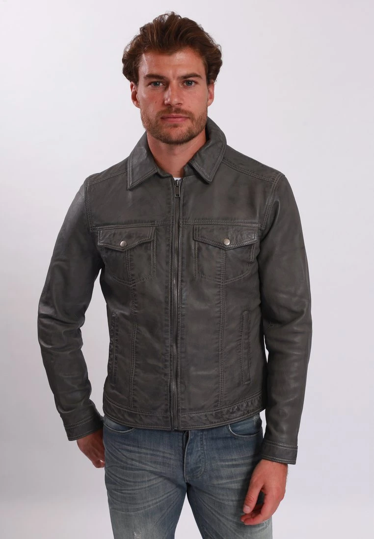 Lee Cooper Leren Jas - Vintage Grey